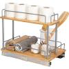 Household Essentials Glidez Bamboo and Steel Pull-Out/Slide-Out Storage Organizer for Under Cabinet Use – 1-Tier Design – Fits Standard Size Cabinet or Shelf, Natural(Steel Rim Undersink)