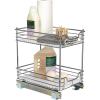 Household Essentials Glidez Chrome-Plated Steel 2-Tier Sliding Under Sink Cabinet Organizer, Chrome(2-Tier)