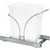 Household Essentials Glidez Chrome-Plated Steel Pull-Out/Slide-Out Discreet Double 9 Gallon Plastic Trash Cans and Recycling Bins for Under Cabinet Use – Fits Standard Size Cabinet, Chrome and White(White)
