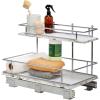 Household Essentials Glidez Chrome-Plated Steel and Faux Marble Pull-Out/Slide-Out Storage Organizer for Under Sink or Cabinet – 2-Tier Design – Fits Standard Size Cabinet or Shelf, White and Chrome(Undersink)