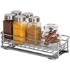 Household Essentials Glidez Powder-Coated Steel Pull-Out/Slide-Out Storage Organizer with Plastic Liners for Spice Rack Use – 2 -Tier Design – Fits Standard Size Cabinet or Shelf, Brushed Silver(1-Tier)