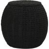 Household Essentials Handwoven Paper Rope Barrel Wicker Storage Basket Side Table, Brown(Black Paper Rope)