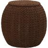 Household Essentials Handwoven Paper Rope Barrel Wicker Storage Basket Side Table, Brown(Brown Paper Rope)