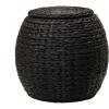 Household Essentials Handwoven Paper Rope Barrel Wicker Storage Basket Side Table, Brown(Brown Water Hyacinth)