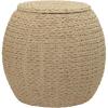 Household Essentials Handwoven Paper Rope Barrel Wicker Storage Basket Side Table, Brown(Cream Paper Rope)