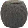 Household Essentials Handwoven Paper Rope Barrel Wicker Storage Basket Side Table, Brown(Grey Paper Rope)