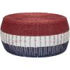 Household Essentials Handwoven Resin Storage Stool Ottoman, Black(Red Stripe)