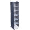Household Essentials Hanging Cotton Blend Closet Organizer with 6 Storage Shelves, Denim(Denim)