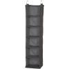 Household Essentials Hanging Cotton Blend Closet Organizer with 6 Storage Shelves, Denim(Grey Linen)