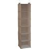 Household Essentials Hanging Cotton Blend Closet Organizer with 6 Storage Shelves, Denim(Latte)