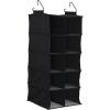 Household Essentials Hanging Cotton Blend and Plastic Closet Shoe Organizer with 10 Storage Compartments, Denim(Black)