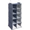 Household Essentials Hanging Cotton Blend and Plastic Closet Shoe Organizer with 10 Storage Compartments, Denim(Denim)