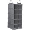 Household Essentials Hanging Cotton Blend and Plastic Closet Shoe Organizer with 10 Storage Compartments, Denim(Gray)