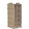 Household Essentials Hanging Cotton Blend and Plastic Closet Shoe Organizer with 10 Storage Compartments, Denim(Latte)