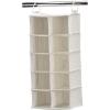 Household Essentials Hanging Cotton Blend and Plastic Closet Shoe Organizer with 10 Storage Compartments, Denim(Natural)
