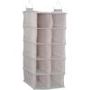 Household Essentials Hanging Cotton Blend and Plastic Closet Shoe Organizer with 10 Storage Compartments, Denim(Silver)
