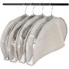 Household Essentials Hanging Garment Shoulder Dust Covers for Closet, Set of 4,Dark Grey(Silver)