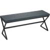 Household Essentials Harper Metal Bench with Boucle Upholstered Cushion, Blue-Grey and Black(Blue-grey)