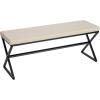 Household Essentials Harper Metal Bench with Boucle Upholstered Cushion, Blue-Grey and Black(Cream)