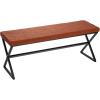 Household Essentials Harper Metal Bench with Boucle Upholstered Cushion, Blue-Grey and Black(Terracotta)