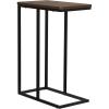 Household Essentials Jamestown C-Shaped for Accessibility Side End Table Rustic Texture Slate Concrete and Black Metal(Walnut)