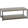 Household Essentials Jamestown Rectangular Coffee Table with Storage Shelf Coastal Oak Rustic Wood Grain and White Metal(Taupe)
