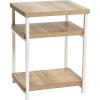 Household Essentials Jamestown Rectangular Side End Table with Storage Shelves Rustic Slate Concrete and Black Metal(Coastal Oak)
