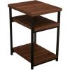 Household Essentials Jamestown Rectangular Side End Table with Storage Shelves Rustic Slate Concrete and Black Metal(Walnut)