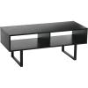 Household Essentials Jamestown TV Stand Coffee Table with Rectangular Storage Compartments Coastal Oak Rustic Wood Grain and White Metal(Black)