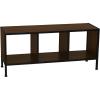 Household Essentials Jamestown TV Stand Coffee Table with Rectangular Storage Compartments Coastal Oak Rustic Wood Grain and White Metal(Brown)