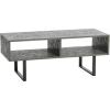 Household Essentials Jamestown TV Stand Coffee Table with Rectangular Storage Compartments Coastal Oak Rustic Wood Grain and White Metal(Grey)