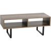 Household Essentials Jamestown TV Stand Coffee Table with Rectangular Storage Compartments Coastal Oak Rustic Wood Grain and White Metal(Taupe)