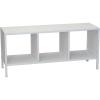 Household Essentials Jamestown TV Stand Coffee Table with Rectangular Storage Compartments Coastal Oak Rustic Wood Grain and White Metal(White)