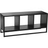 Household Essentials Jamestown TV Stand Coffee Table with Square Cube Storage Compartments Ashwood Rustic Wood Grain and Black Metal(Black)