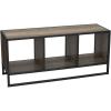Household Essentials Jamestown TV Stand Coffee Table with Square Cube Storage Compartments Ashwood Rustic Wood Grain and Black Metal(Taupe)