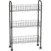 Household Essentials Matte Black Slim, 3 Shelf Storage Cart with Wheels(7″ Black – Basic)
