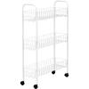 Household Essentials Matte Black Slim, 3 Shelf Storage Cart with Wheels(7″ White – Basic)
