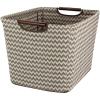 Household Essentials Medium Tapered Soft-Side Storage Bin with Wood Handles(Chevron)