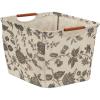 Household Essentials Medium Tapered Storage Bin with Wood Handles, Floral Pattern(Medium)