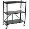 Household Essentials Metal 3-Tier Foldable Utility Rack, Black