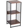Household Essentials Trellis Open Storage Bookshelf with 2 Cube Compartments Mid Century Walnut Wood Grain and Black Metal(Hickory)