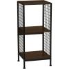 Household Essentials Trellis Open Storage Bookshelf with 2 Cube Compartments Mid Century Walnut Wood Grain and Black Metal(Walnut)