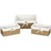 Household Essentials Wicker Basket Set, 3 Pieces, 1 Large and 2 Small Water Hyacinth Baskets for Storage and Organization(Seagrass)