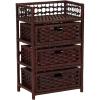 Household Essentials Woven 3 Drawer Chest with Cutout Handles(Brown)