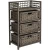 Household Essentials Woven 3 Drawer Chest with Cutout Handles(Grey)