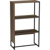 Household Essentials Wrap 3 Shelf Open Storage Bookshelf Ashwood Rustic Wood Grain and Black Metal
