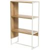 Household Essentials Wrap 3 Shelf Open Storage Bookshelf Coastal Oak Rustic Wood Grain and White Metal