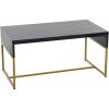 Household Essentials Wrap Rectangular Coffee Table Rustic Slate Concrete and Black Metal(Black)