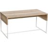Household Essentials Wrap Rectangular Coffee Table Rustic Slate Concrete and Black Metal(Coastal Oak Finish)
