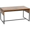 Household Essentials Wrap Rectangular Coffee Table Rustic Slate Concrete and Black Metal(Rustic Hickory)